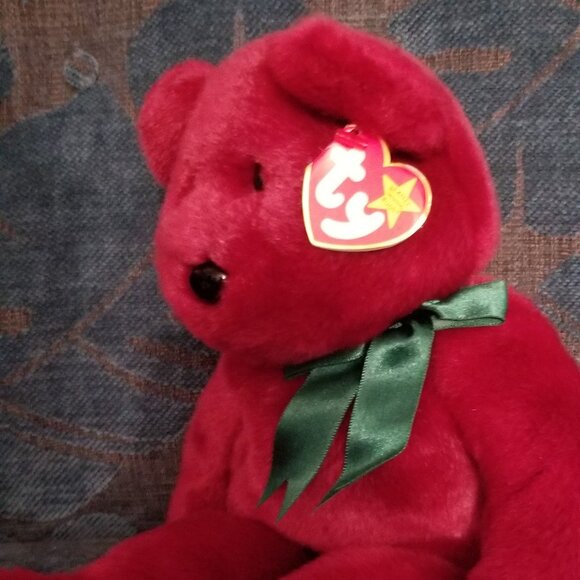 Limited edition cranberry Ty Teddy beanie buddy - Picture 4 of 11